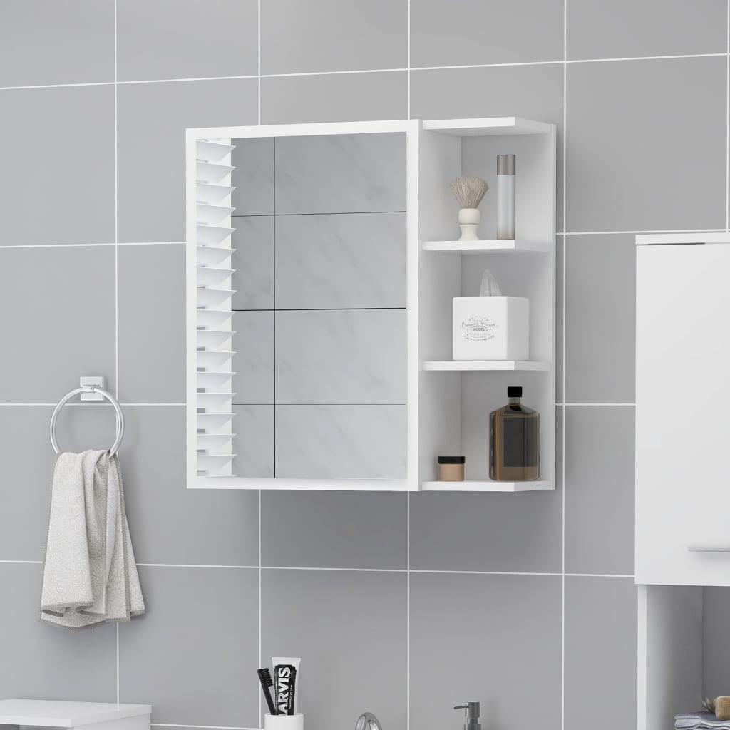 600mm 2-Door Mirrored Cabinet Walnut Internal Shelving Bathroom Storage Cupboard 