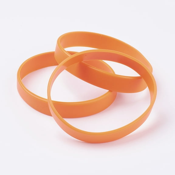12pcs Silicone Wristbands Bracelets Cord Bracelets Dark Orange 2-1/2 inch(63mm) 12x2mm