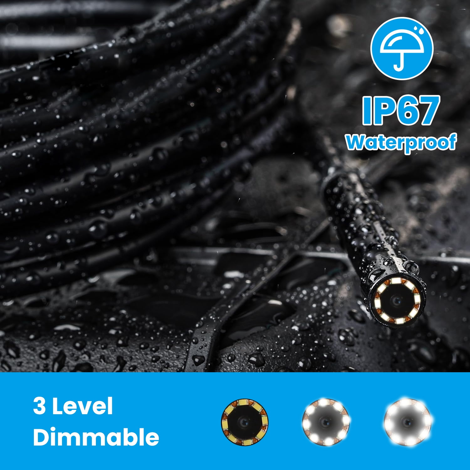 4.3in Borescope,  Endoscope Camera with Light, IP67 Waterproof Endoscope, 1080P HD Inspection Camera, with 16.4ft Wire