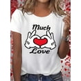 thumbnail image 1 of Camiseta de mujer con estampado de corazón de San Valentín, talla grande (220 g), manga corta, cuello redondo, lavable a máquina. Para adultos, hombres, mujeres, adolescentes, jóvenes y uso diario., 1 of 5