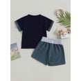 thumbnail image 4 of Bagilaanoe 2pcs Toddler Baby Boy Short Pants Set Contrast Color Short Sleeve Print T-Shirt Tops + Shorts 6M 12M 18M 24M 3T 4T Kids Casual Summer Outfits, 4 of 8