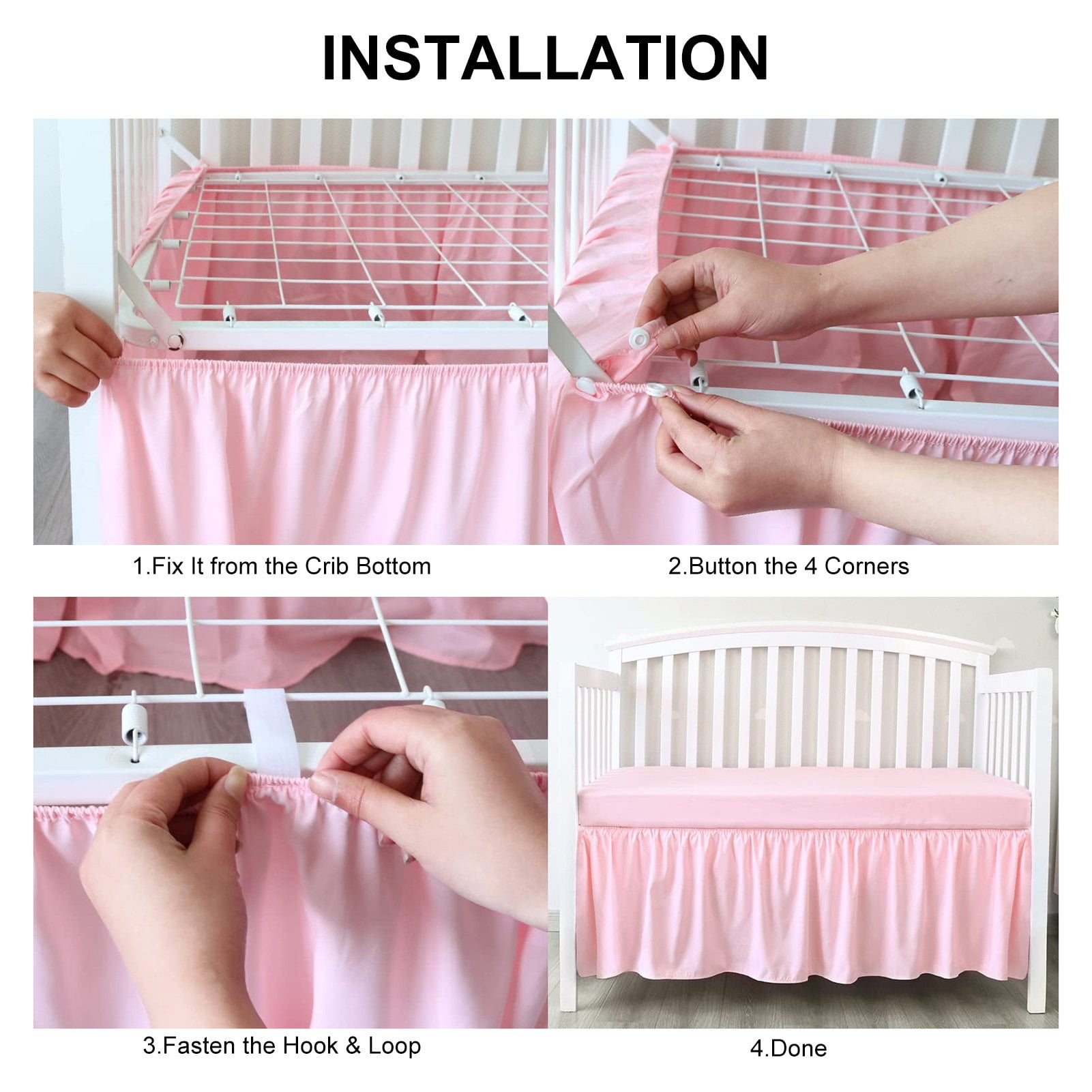 Homerr Crib Cover Elastic Band Crib Skirt Baby Crib Bed Skirt Easy Installation Soft Elastic Toddler Crib Skirt for Bedroom