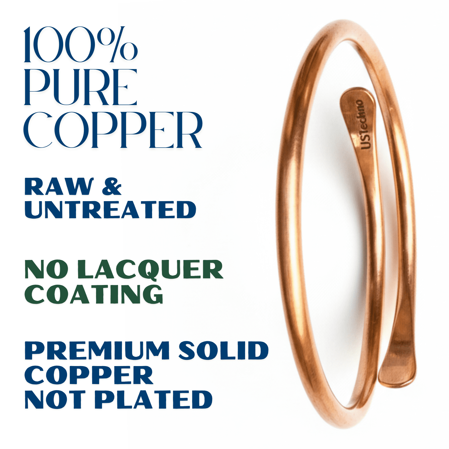 Hand Forged Unisex 100% Pure Copper Bracelet. Made with Premium Solid High Gauge Copper and Health benefits. Enhance your well-being in style!