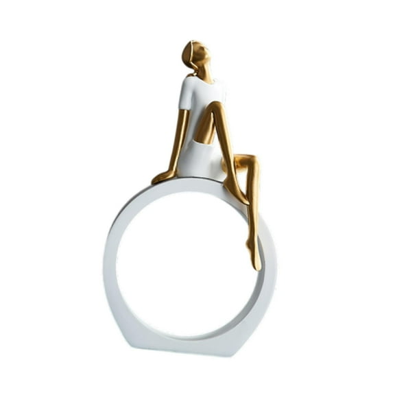 deevoka Girl Figurine Elegant Desktop s Gift Living Room Farmhouse Women Statue White Thinker