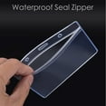 thumbnail image 4 of Clear Card Holder, Waterproof Plastic ID Card Holder Name Tags Badge Holders, 4.52x3.93 inch Horizontal Badge ID Name Tag Plastic Sleeve with Resealable Zip - quantities:5pcs;, 4 of 5