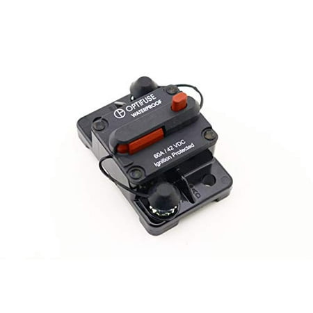 Amp 125 Vdc Breaker (153060 | Optifuse Automotive Circuit Breaker | 58 VDC High Amp | 60A | Type III | Manual Reset | Surface Mount | Bussmann Cross: 185060F-011 -)