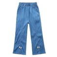 thumbnail image 2 of Spazoro Girls Flare Jeans, Elastic Waist with Pockets Fashion Baggy Straight Leg Denim Pants Dark Blue Size 5-12, 2 of 6