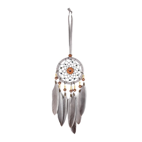 husxh Wall Hanging Woven Dream Catcher Dangling Feather Tassel Bead Pendant Boho Dream Catcher Home Decoration for Bedroom Home Dorm Room Ornament