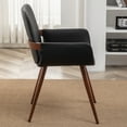 thumbnail image 3 of FOWEOAIU Modern Dining Chairs,Leather Upholstered Walnut Wood Kitchen Dining , Black (Set of 4) ﻿, 3 of 10