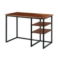 thumbnail image 2 of 45 Inch Tubular Metal Frame Desk with Wooden Top and 2 Side Shelves, Brown and Black, 2 of 7