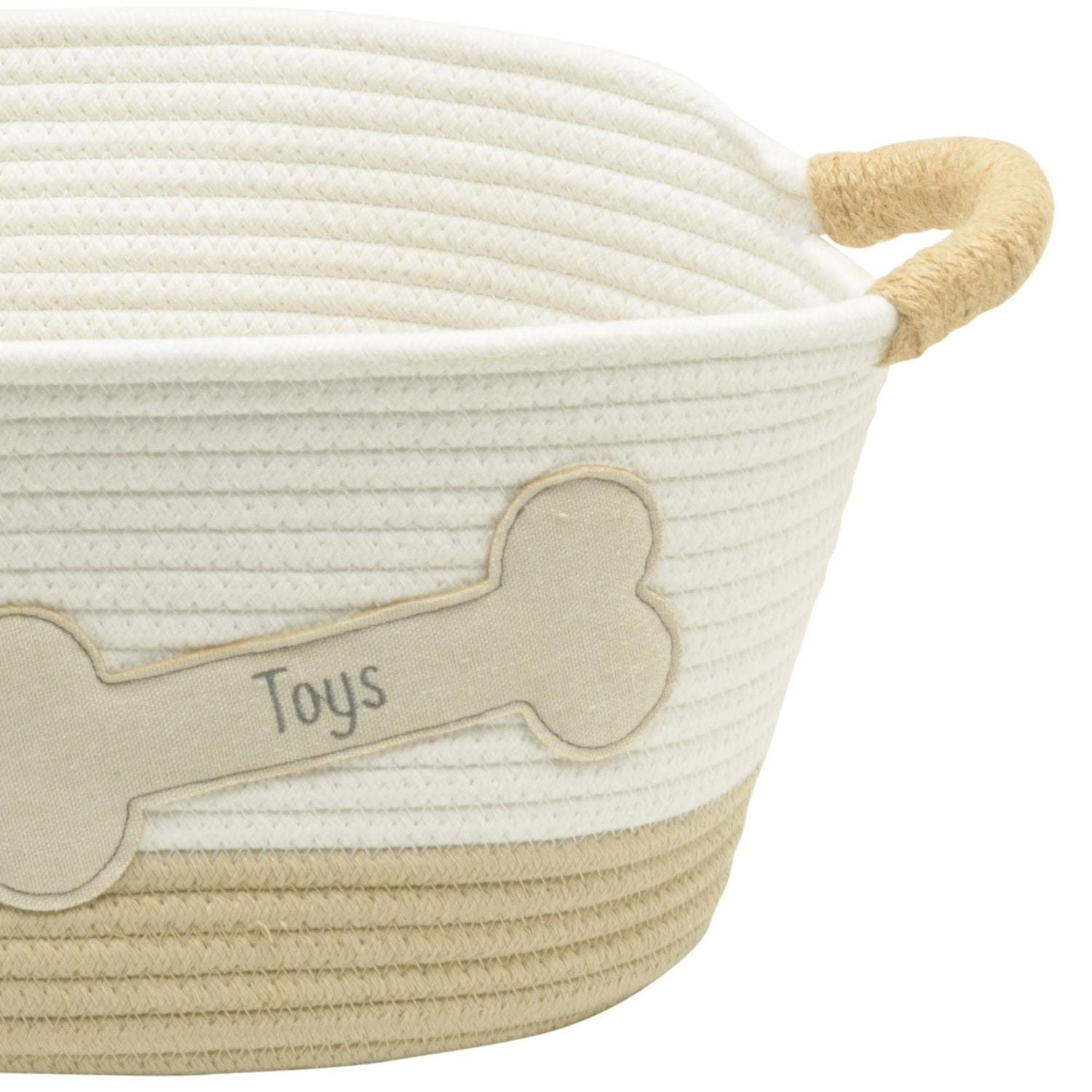 Panier de rangement en corde de coton, thème animal de compagnie avec image de jouets en forme d'os de chien