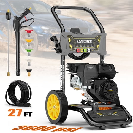 Syngar 3600PSI Pressure Washer with 27FT High-Pressure Hose & 5 Nozzle & Spray Gun, 2.6GPM, Gas Pressure Washer for Patio & Garage
