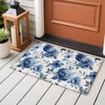 thumbnail image 4 of 2x3 Ft Entryway Area Rug, Blue Floral Kitchen Rug Runner Washable Floor Mat, Watercolor Country Flower Pastoral Rose Non Slip Indoor Door Mat Throw Carpet for Bathroom Living Room Bedroom, 4 of 8