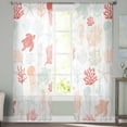 thumbnail image 2 of Red Orange Coastal Sheer Curtains 84 Inches Long 2 Panels Set, Window Sheer Curtains for Living Room/Bedroom, Nautical Summer Beach Coral Sea Turtle Light Filtering Rod Pocket Curtain 52'' x 84'' x 2, 2 of 7