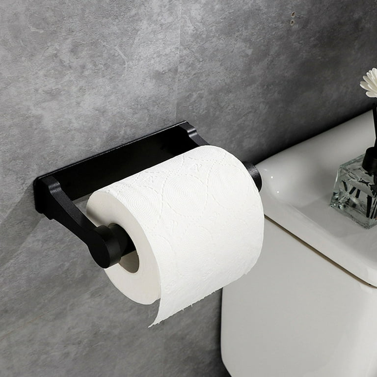 Toilet Paper Holder - Bathroom Flexible Pivoting Tissue Handle on Wall  Mounted, Large Mega Roll Holder - black 