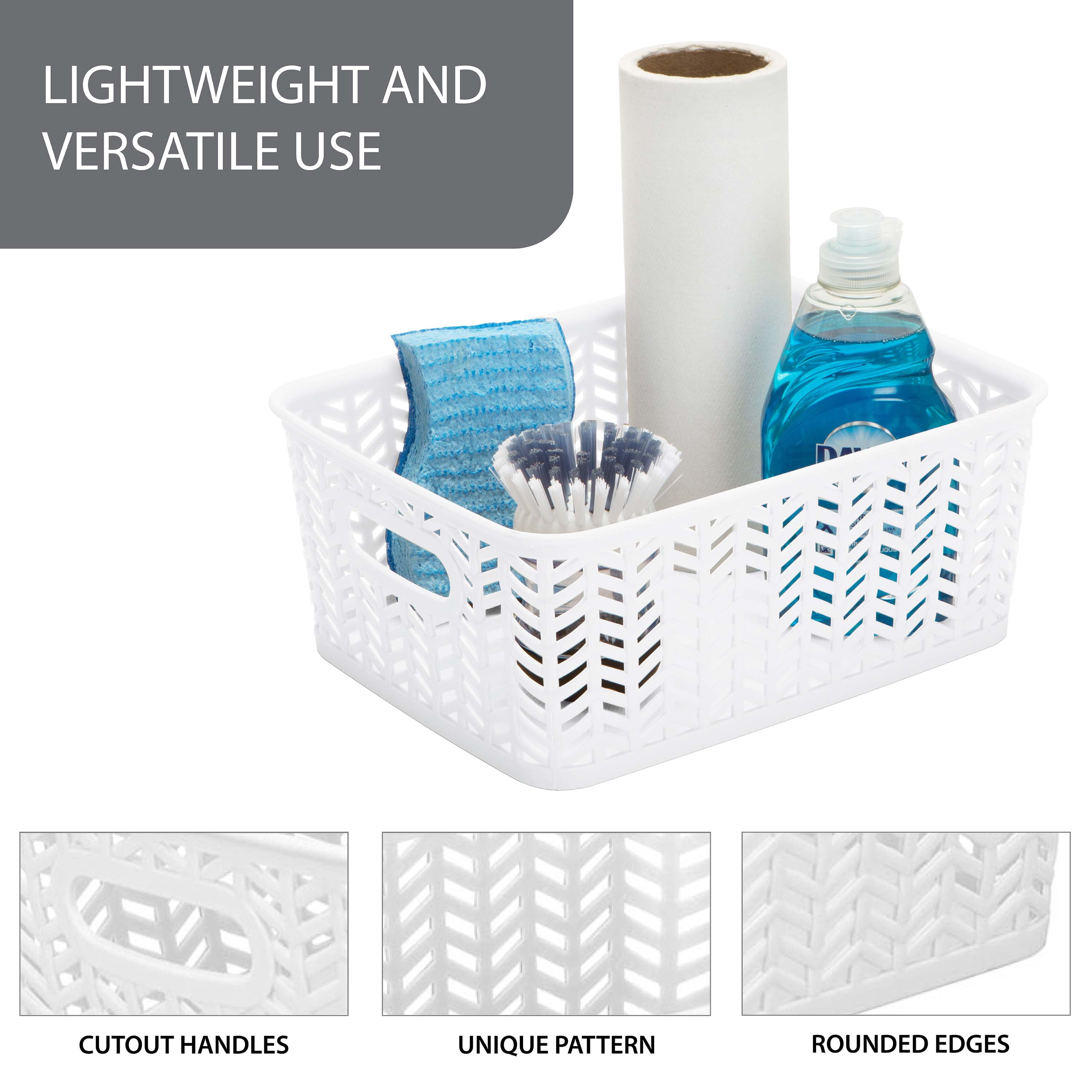 Fromバリ　ビーズバスケット3点セット（ホワイト） Simplify 3 Pack Small Herringbone Plastic Storage Basket with