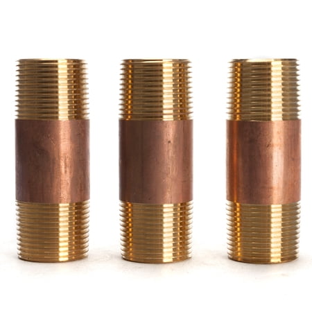 LTWFITTING Brass Pipe 3-1/2 Long Nipples Fitting 1 Male NPT Air Water(Pack of 3)