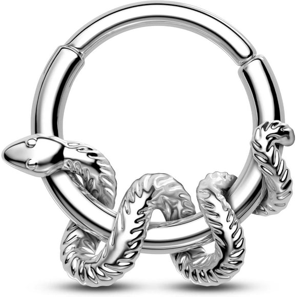shiyou-Snake Septum Rings 316L Stainless Steel Septum Piercing Jewelry 16G Daith Piercing Jewelry Burn Silver Daith Helix Earrings for Men
