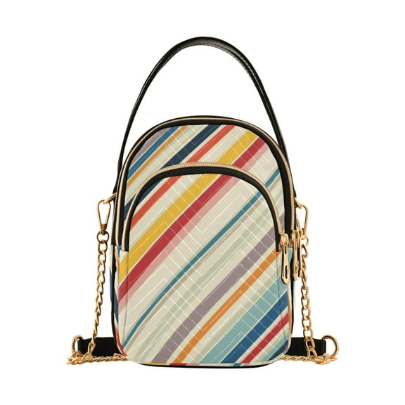 FORMRS Crossbody Bag for Women Quilted Travel Shoulder Cell Phone Purse with Chain Strap Handbag, Striped Pattern