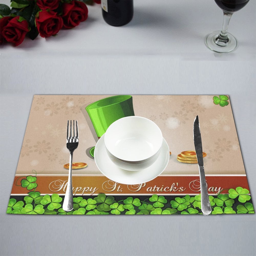 MYPOP Happy St. Patrick's Day Kitchen Table Mat Placemats for Dining Table 12x18 inches
