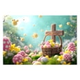 thumbnail image 2 of Decoraciones de Pascua, adornos de Pascua, regalos de Pascua, corona de primavera, valla, Pascua, nuevo material fotográfico, fondo de fotografía, tela de fibra de poliéster, tela de fondo, etc., 2 of 6