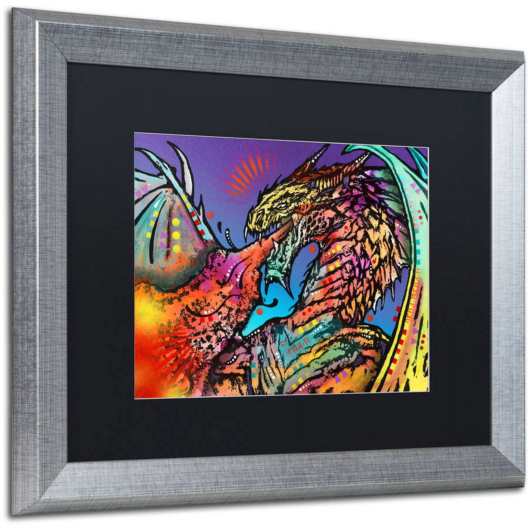 Trademark Fine Art "Dragon" Canvas Art by Dean Russo, Black Matte, Silver Frame