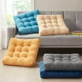 thumbnail image 4 of Meditation Floor Pillow Set of 2, Square Large Pillows Seating for Adults, Tufted Corduroy Cushion for Living Room Tatami, Turquoise, 22x22 Inch, 4 of 4