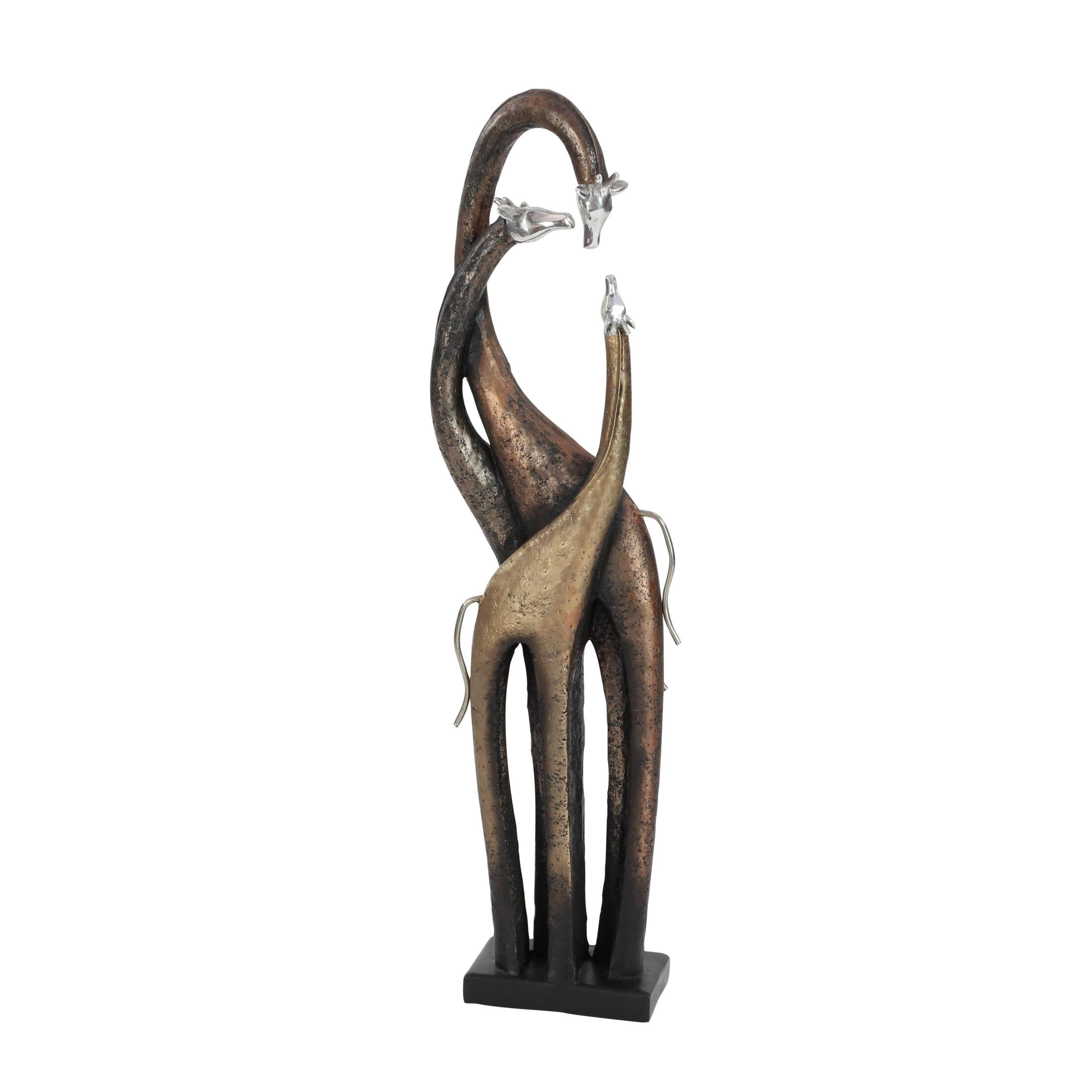 5" x 22" Brass Polystone Giraffe Sculpture, by DecMode