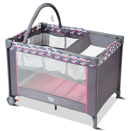Babyjoy Folding Travel Baby Crib Playpen Infant Bassinet Bed Changing Table w/Baby (Best Baby Play Table)
