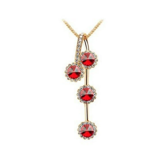 KATGI Fashion 18K Gold Plated Beautiful Starry Austrian Red Crystal Pendant Necklace