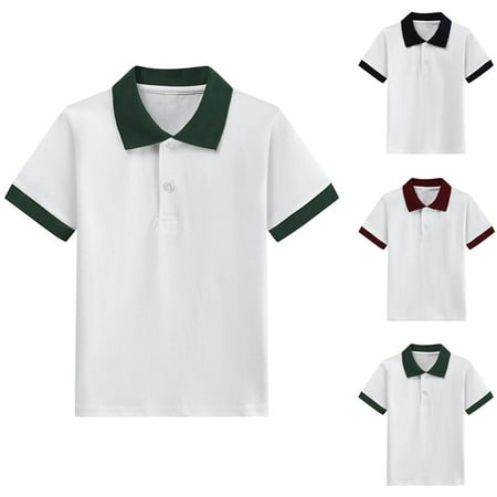 AHTJRT Kids Sports Golf Shirts Boys Girls Quarter Button Lapel Short Sleeve Pullover Shirts Soft Solid Color Tee Shirts for Workout Trainnig Running Yellow 7-8 Years
