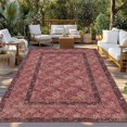 thumbnail image 2 of Red Boho Outdoor Rug for Patio/Deck/Porch, Non-Slip Large Area Rug 6 x 9 Ft, Vintage Ethnic Tribe Abstract Art Floral Indoor Outdoor Rugs Washable Area Rugs, Reversible Camping Rug Carpet Runner, 2 of 8