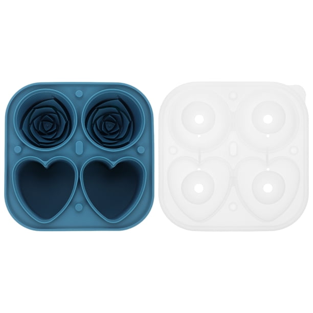 KAKOWELY Bandeja de hielo de silicona Molde grande para cubitos de hielo Bandeja para cubitos de hielo para congelador Bandeja para hielo con forma de corazón de rosa