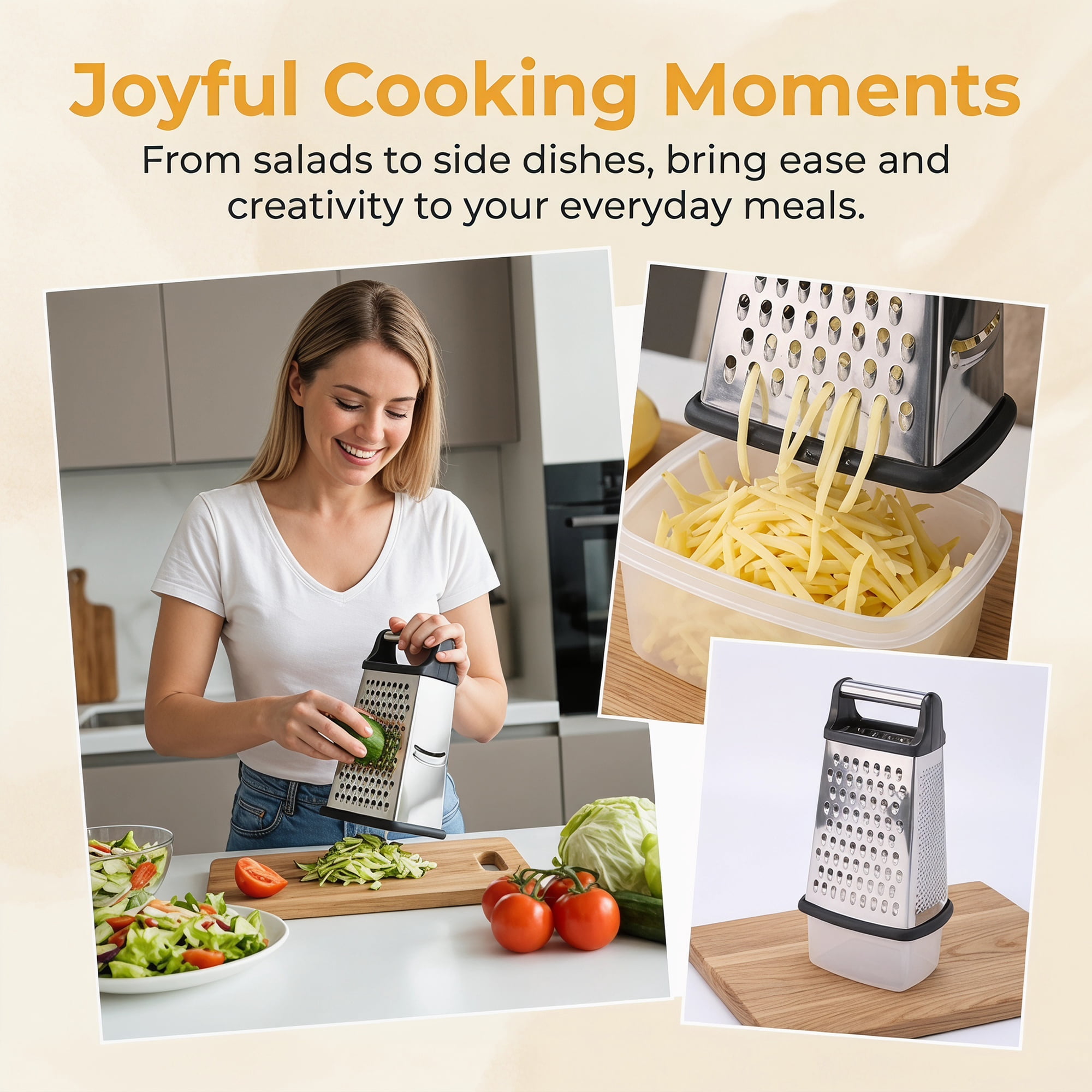 Unique Bargains 4-Sided Box Stainless Steel Mandoline Slicer with Non-Slip Base 6.3"x11.8"