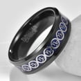thumbnail image 2 of 8MM Tungsten Rings for Unisex Silver Capricornus Pettern and Blue Carbon Fiber Inlay Black Tungsten Engagement Wedding Band Polished Beveled Edges Size 7-12, 2 of 5