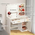 thumbnail image 4 of MAGIC UNION Vanity Desk with LED Lighted Mirror and Power Outlet,3 Color Adjustable Lights Makeup Vanity with Drawers and Cabinet for Bedroom,Dressing Room,Bathroom(White), 4 of 9