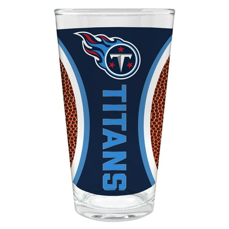 Tennessee Titans 16 ounce team pint glass with Gameball graphic
