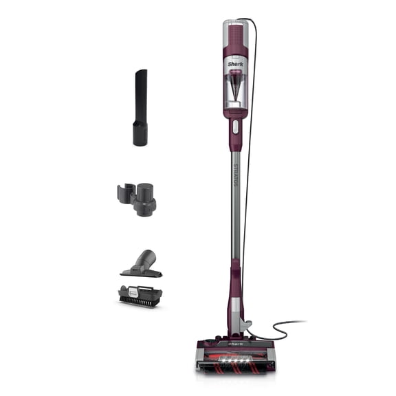 Shark Stratos Corded Stick Vacuum, Carpet and Hardfloors, Pet Friendly, DuoClean PowerFins HairPro, Odor Technology, Removable Handheld, HZ3000 Red