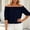 Navy, variant on Womens Elegant Off The Shoulder Puff Sleeve Blouse Summer Loose Fit Party Crop Top Trendy Clothes 2026