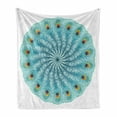 thumbnail image 1 of Peacock Mandala Soft Flannel Fleece Throw Blanket, Ornamental Peafowl Tail Feathers Forming Circular Retro Oriental Pattern, Cozy Plush for Indoor and Outdoor Use, 50" x 60", Multicolor, by Ambesonne, 1 of 6
