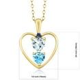 thumbnail image 2 of 18K Yellow Gold Plated Silver Sky Blue Aquamarine Swiss Blue Topaz and Blue Created Sapphire Pendant Necklace for Women (0.75 Cttw, Gemstone Birthstone, Heart 5MM and 4MM, with 18 inch Silver Chain), 2 of 3