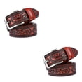 thumbnail image 4 of relayinert Classy And Durable PU Belt For Men Wear-resistant And Fine Workmanship Coffee Red-Brown 105cm 2Set, 4 of 6