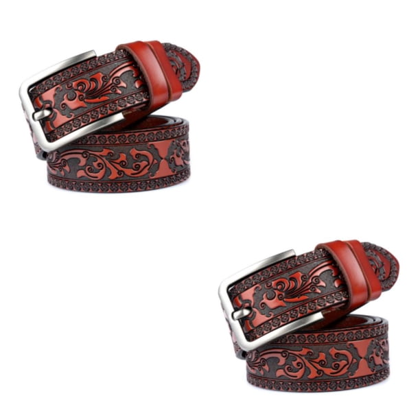 Cinturón de PU Minnieouse café para hombre flexible y resistente al desgaste 115cm 2Conjunto
