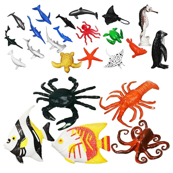 24 Pcs Mini Small Sea Animal Toys Ocean Figures Figurines Children’s Accessories Plastic Animals