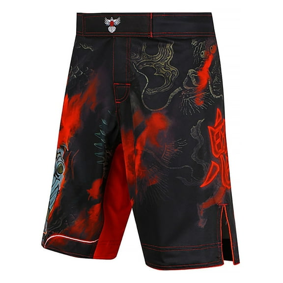 Raven Fightwear Men's Cybernetic Oni and Dragon MMA Shorts BJJ Black