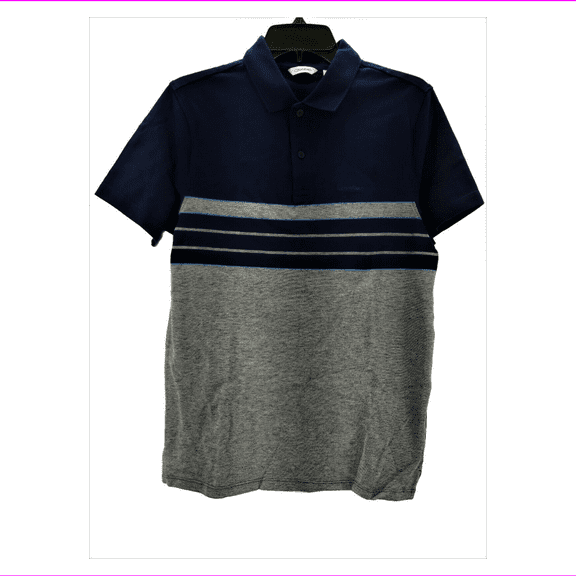 Calvin Klein Men's Polo Shirt, Navy/Gray XS