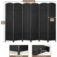 thumbnail image 2 of Dkelincs 6 Panel Room Dividers 5.6 FT Tall Portable Privacy Screen Folding Wood Partition Wall Divider for Room Separation, Black, 2 of 7