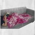 thumbnail image 6 of Luau Soft Flannel Fleece Throw Blanket, Abstract Hibiscus Pattern Dreamlike Fantasy Composition with Butterflies, Cozy Plush for Indoor and Outdoor Use, 60" x 80", Pink Pale Peach White, by Ambesonne, 6 of 6