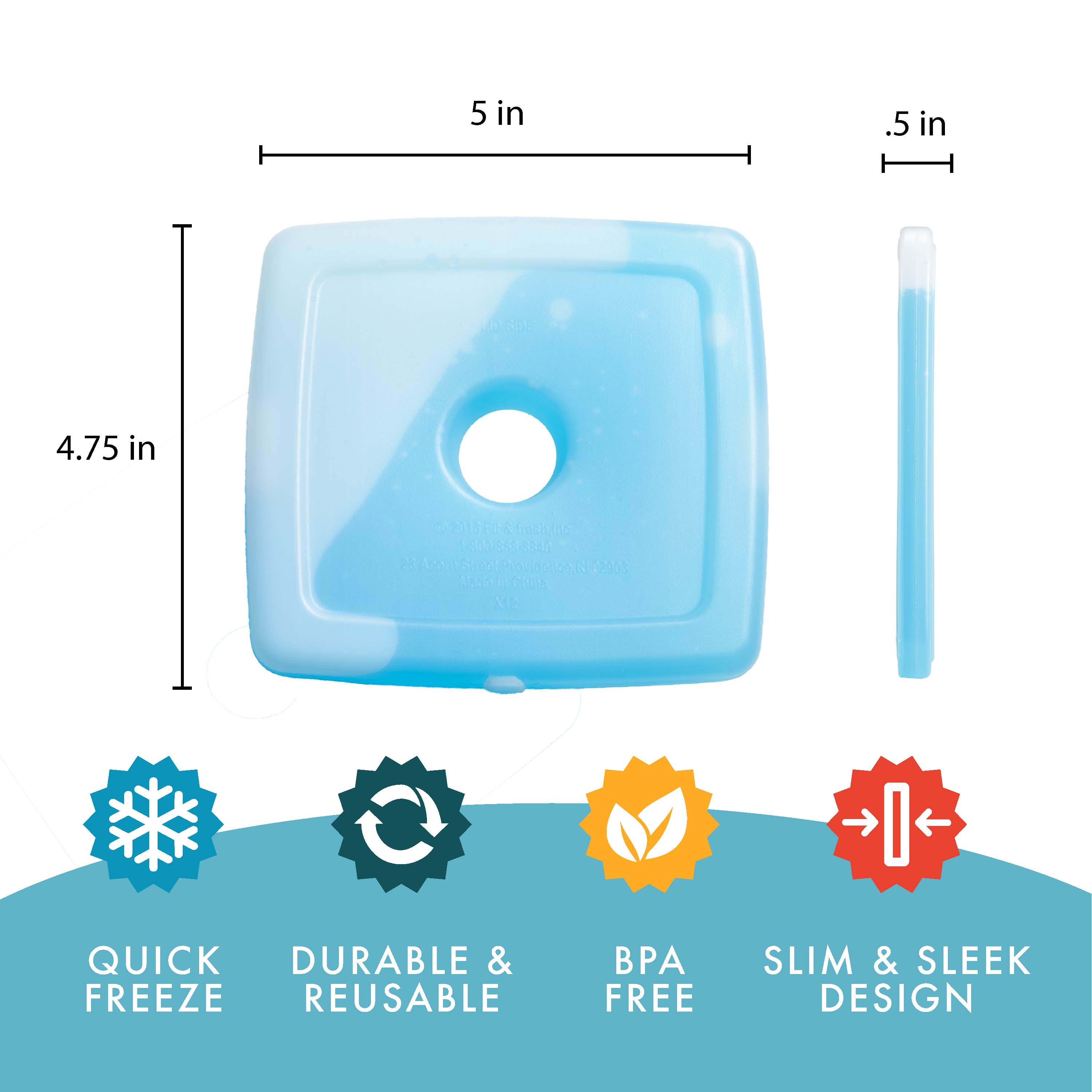 Cool Coolers by Fit + Fresh Slim, Reusable Ice Pack for Lunch Boxes or Coolers, Blue, 12pk.
