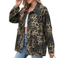 thumbnail image 2 of Women'S Jean Jacket Oversized Boyfriend Button Up Long Sleeve Split Denim Jackets Leopard Print L, 2 of 9